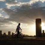 Viki gets ready to ride at sunset